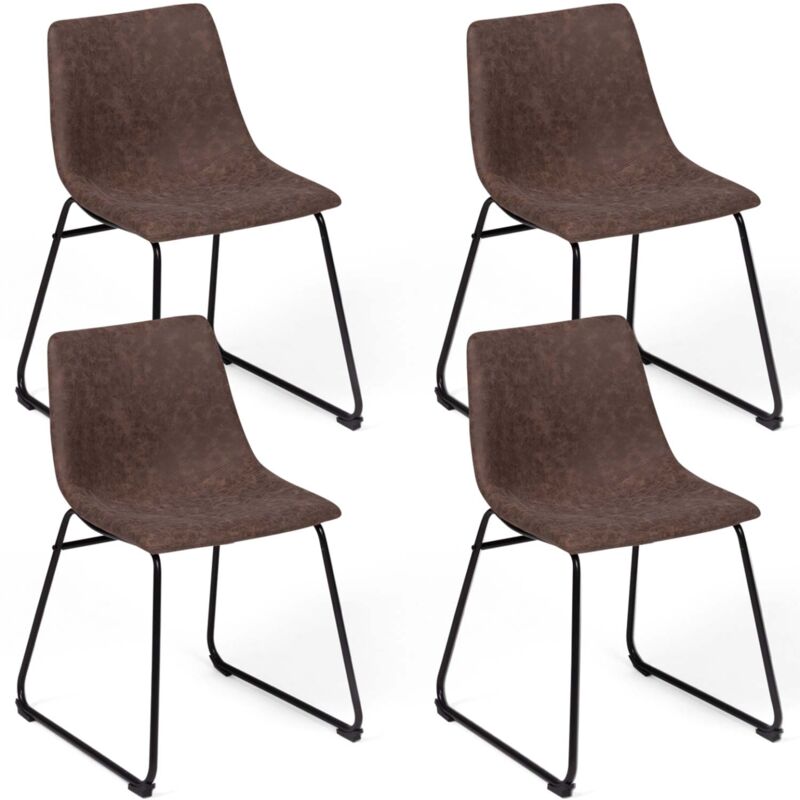 Lot de 4 chaises travis pied papillon marron vintage pour salle à manger