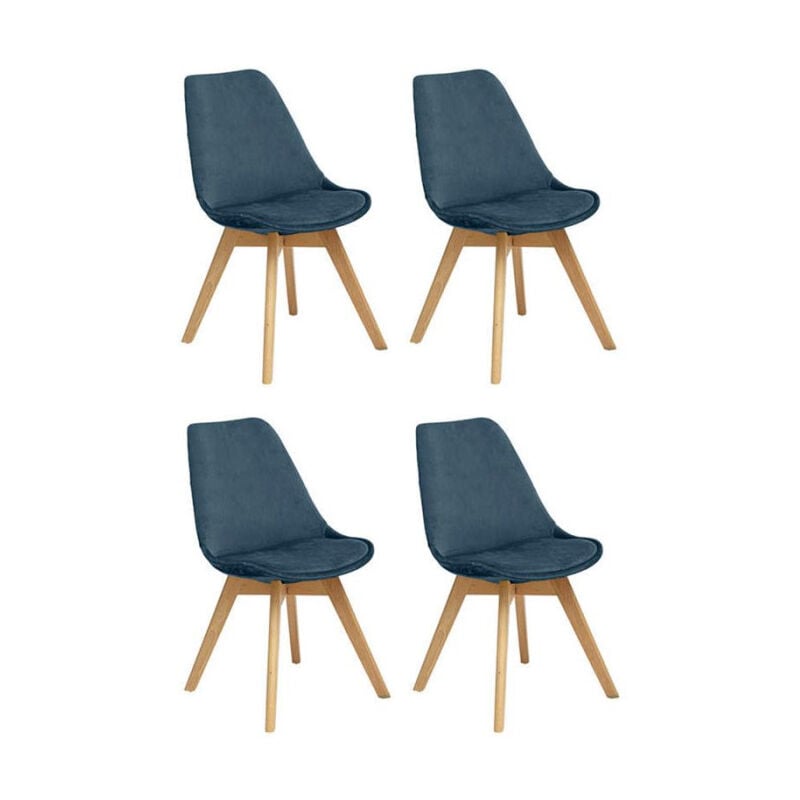 Lot de 4 Chaises Velours 'Baya' 81cm Bleu Canard