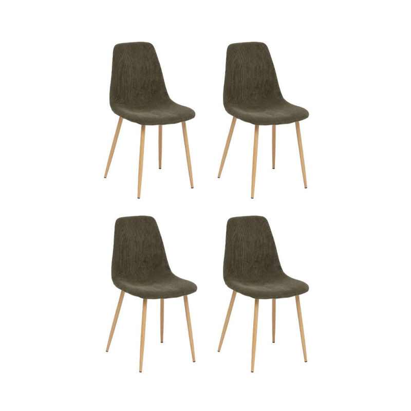 Atmosphera - Lot de 4 Chaises Velours Côtelé 'Roka' 87cm Kaki