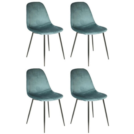 Lot de 4 Chaises Velours "Giulia" 85cm Bleu Canard