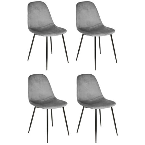 Lot de 4 Chaises Velours "Giulia" 85cm Gris