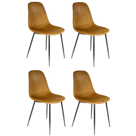 Lot de 4 Chaises Velours "Giulia" 85cm Moutarde