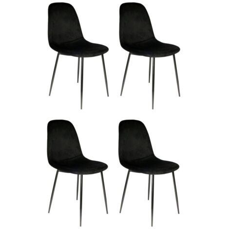 Lot de 4 Chaises Velours "Giulia" 85cm Noir