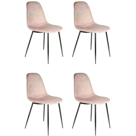 Lot de 4 Chaises Velours "Giulia" 85cm Rose