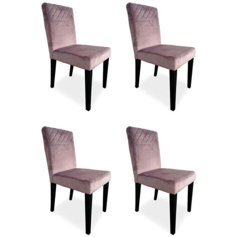 Lot de 4 Chaises Velours "Pipam" 82cm Rose