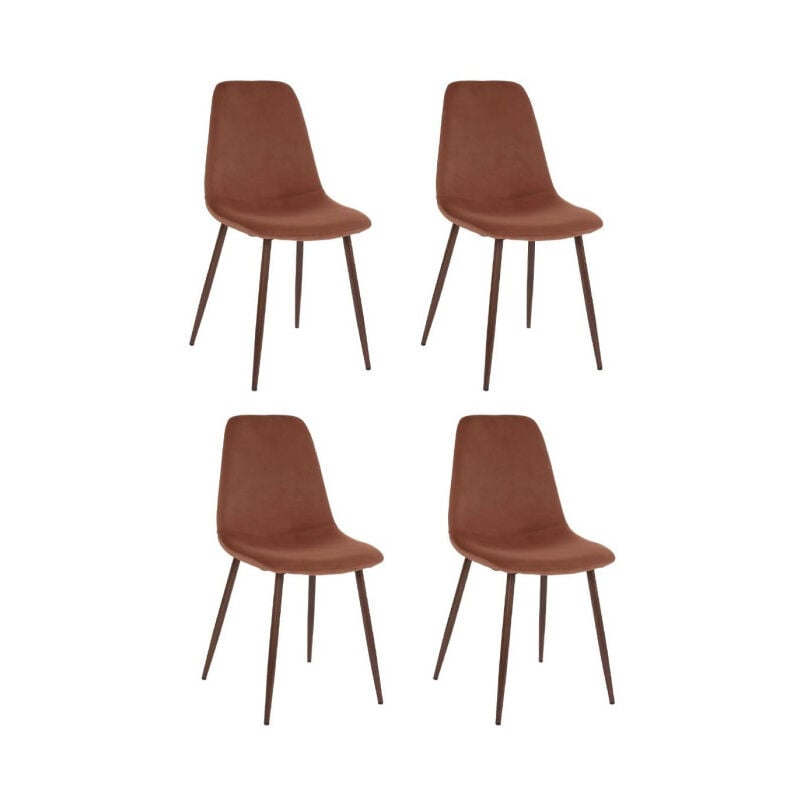 Atmosphera - Lot de 4 Chaises Velours 'Roka' 85cm Terracotta