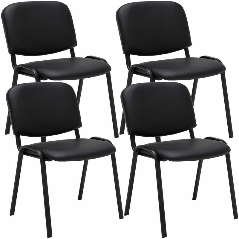 Ensemble de 4 chaises de visiteurs ergonomiques en cuir d'imitation différentes couleurs disponibles colore : noir