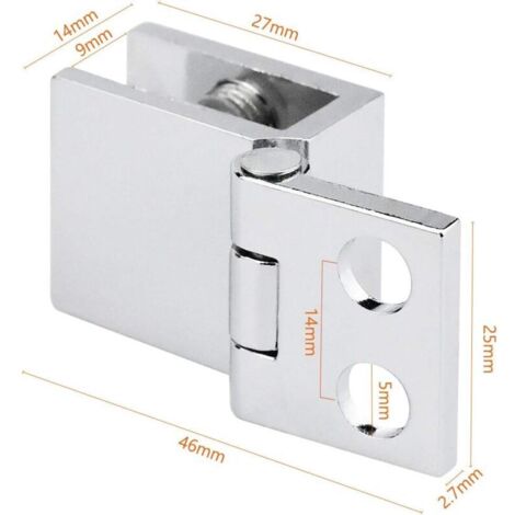 Lot de 4 Charnière pour Porte en Verre, Angle Ouverture 0° Charnières de Serrage de Meuble de Cuisine, Vitrine, Douche, pour Verre Epaisseur de 5 mm