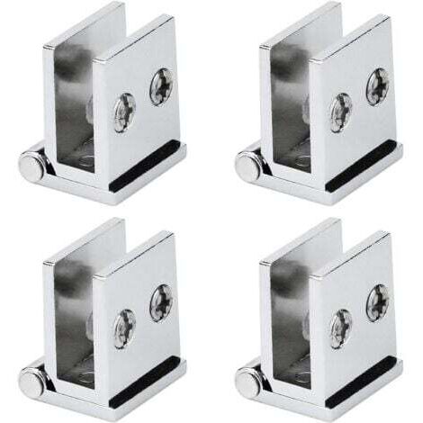 Lot de 4 Charnière pour Porte en Verre, Angle Ouverture 0° Charnières de Serrage de Meuble de Cuisine, Vitrine, Douche, pour Verre Epaisseur de 5 mm