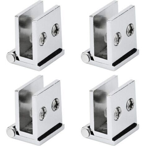 Lot de 4 Charnière pour Porte en Verre, Angle Ouverture 0° Charnières de Serrage de Meuble de Cuisine, Vitrine, Douche, pour Verre Epaisseur de 5 mm