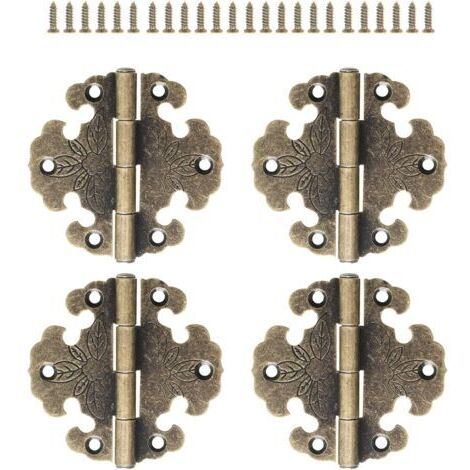 Lot de 4 charnières antiques - Charnières décoratives - Mini charnières rétro - Charnières de porte - Charnières en bronze vintage, pour décorer armo