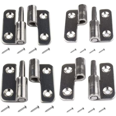 Lot de 4 charnières de porte amovibles de 1,5 pouce, petites charnières coulissantes (2 à droite + 2 à gauche)