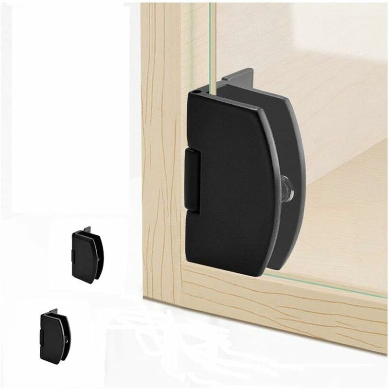 Lot de 4 charnières de porte en verre sans cadre pour armoire ou salle de bain Noir,