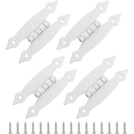 Lot de 4 Charnières en Fer Blanc Style Ancien pour Portes D'armoire, Robustes et Multifonctions Distance de Trou 6,3 Cm, Cuisine et Meubles