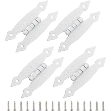 Lot de 4 Charnières en Fer Blanc Style Ancien pour Portes D'armoire, Robustes et Multifonctions Distance de Trou 6,3 Cm, Cuisine et Meubles