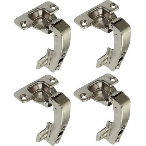 lot de 4 charnières Invisibles 90° clipsable - pour porte de meuble d'angle à une seule porte - avec amortisseur et clip - ouverture de montage 35mm