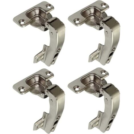 lot de 4 charnières Invisibles 90° clipsable - pour porte de meuble d'angle à une seule porte - avec amortisseur et clip - ouverture de montage 35mm