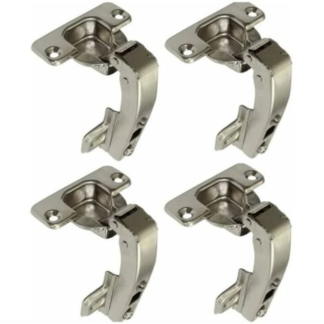 lot de 4 charnières Invisibles 90° clipsable - pour porte de meuble d'angle à une seule porte - avec amortisseur et clip - ouverture de montage 35mm