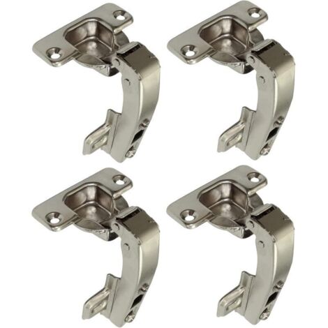 lot de 4 charnières Invisibles 90° clipsable - pour porte de meuble d'angle à une seule porte - avec amortisseur et clip - ouverture de montage 35mm