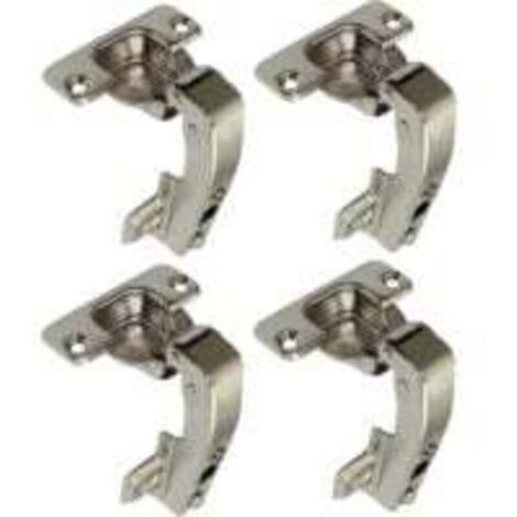 lot de 4 charnières Invisibles 90° clipsable - pour porte de meuble d'angle à une seule porte - avec amortisseur et clip - ouverture de montage 35mm