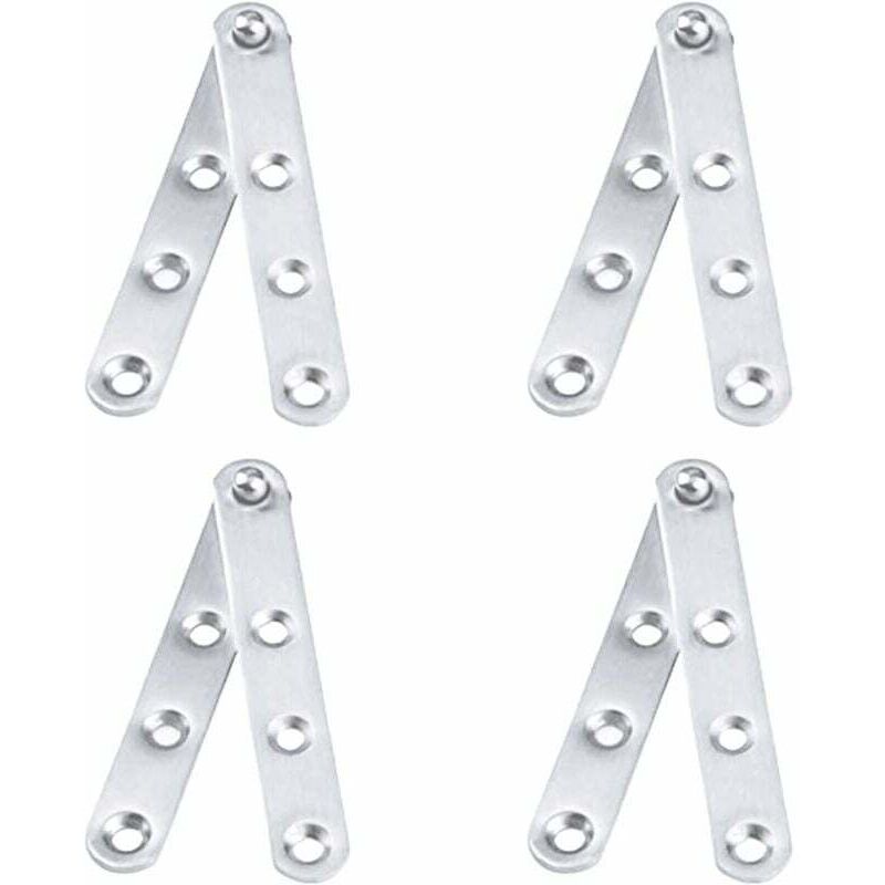 Lot de 4 Charnières Pivot Porte(100x16mm) en acier inoxydable, Pivote à 360 ° ,Pivote vers le bas , Pour porte d'armoire, armoire à chaussures-Argent