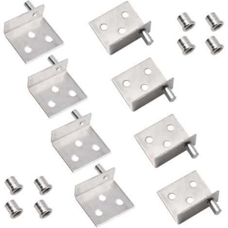 Lot de 4 charnières pivotantes à arbre dissimulé pour porte d'armoire en bois avec goupille pour porte d'armoire en bois à pivot libre (argent)