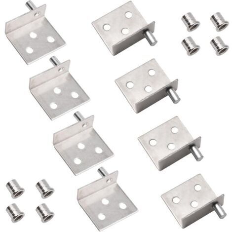 Lot de 4 charnières pivotantes à arbre dissimulé pour porte d'armoire en bois avec goupille pour porte d'armoire en bois à pivot libre (argent)