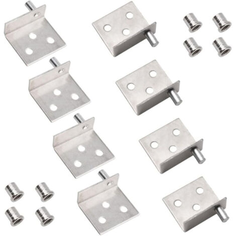 Lot de 4 charnières pivotantes à arbre dissimulé pour porte d'armoire en bois avec goupille pour porte d'armoire en bois à pivot libre (argent)