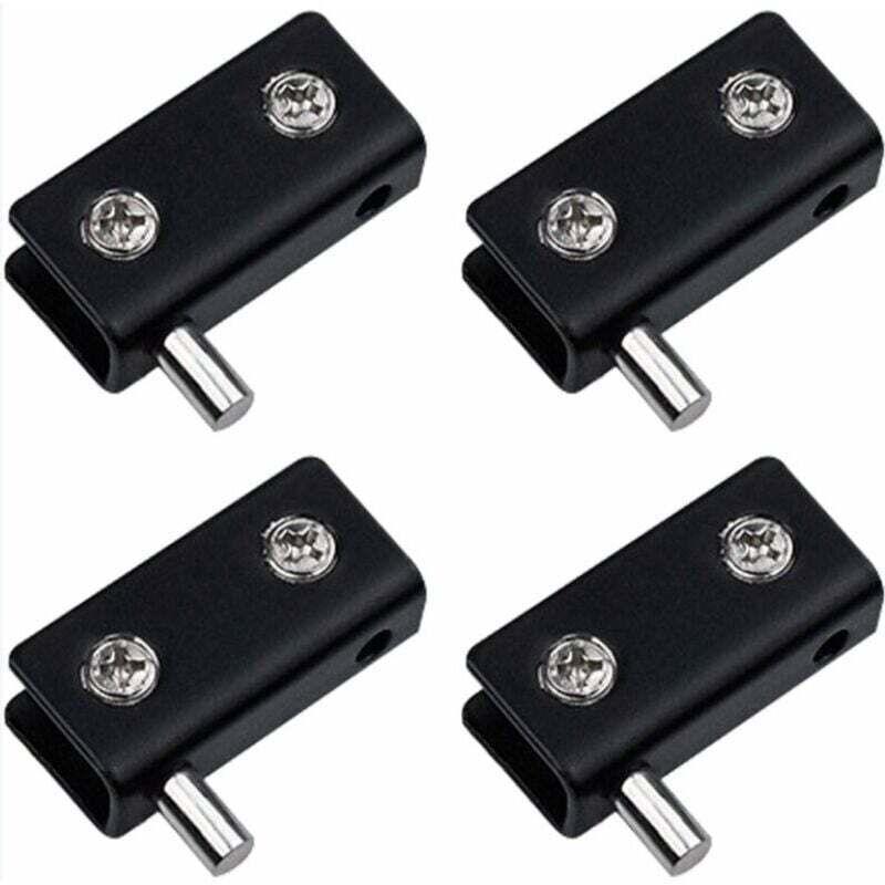 Lot de 4 charnières pivotantes, sans cadre pour porte en verre - Noir - Clips de porte en verre en acier inoxydable avec broche réglable - Kit de