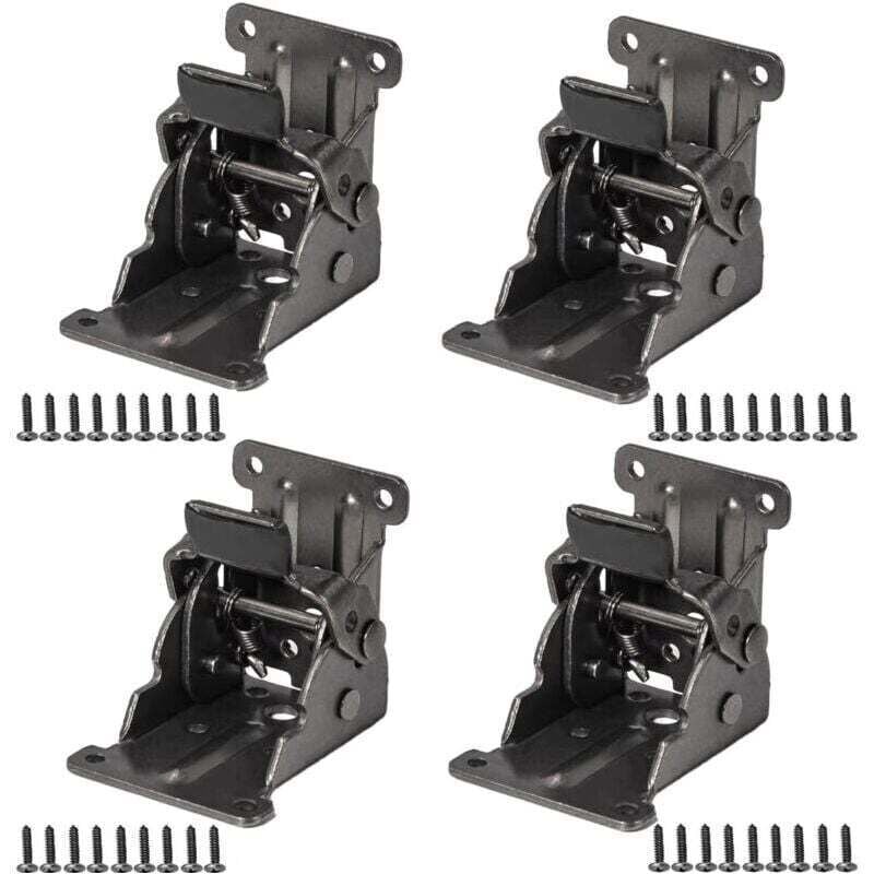 Linghhang - Lot de 4 charnières pliantes autobloquantes noires pour pieds de table, charnières pliantes de 0 à 90 degrés, charnières d'extension de