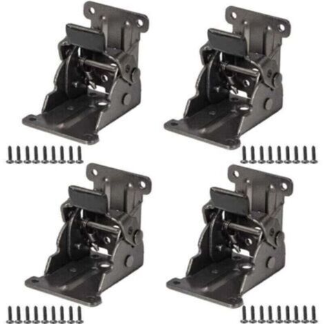 Lot de 4 charnières pliantes autobloquantes noires pour pieds de table, charnières pliantes de 0 à 90 degrés, charnières d'extension de table pliante avec vis pour pieds pliants, établi, extension de
