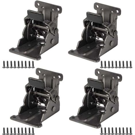 Lot de 4 charnières pliantes autobloquantes noires pour pieds de table, charnières pliantes de 0 à 90 degrés, charnières d'extension de table pliante avec vis pour pieds pliants, établi, extension de-