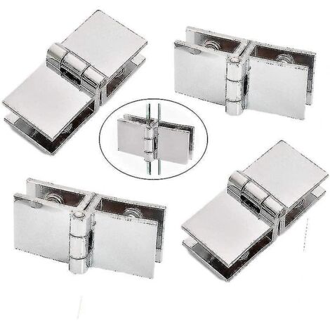 Lot de 4 charnières pour porte en verre en acier inoxydable 180, charnières pivotantes pour porte en verre, pince réglable pour porte de douche en verre, charnière adaptable, verre de 5 à 8 mm pour do