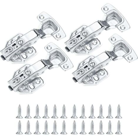 Lot de 4 charnières pour portes de meubles de cuisine, charnières à fermeture amortie pour portes de placards et d'armoires, charnières pour portes p
