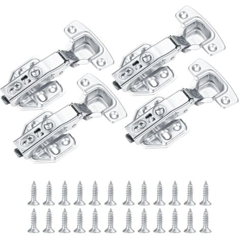 Lot de 4 charnières pour portes de meubles de cuisine, charnières à fermeture amortie pour portes de placards et d'armoires, charnières pour portes p