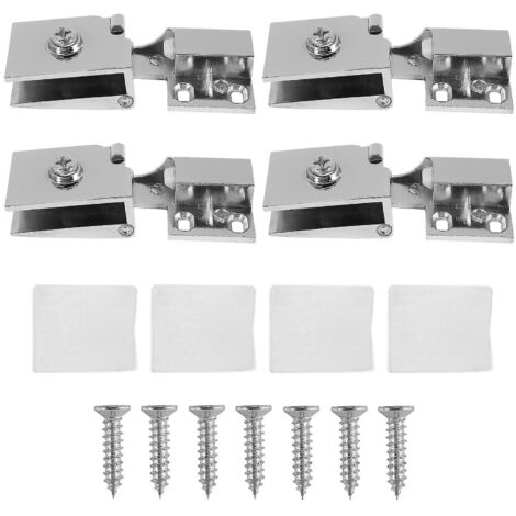 Lot de 4 charnières pour portes vitrées, charnières pour portes de placards en verre, charnières pour caves à vin en verre, charnières pour présentoirs en verre