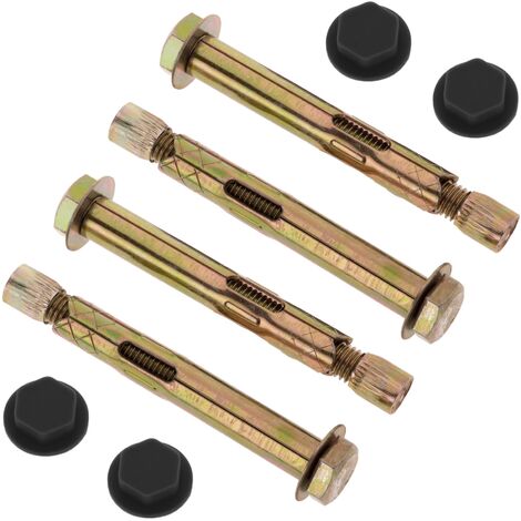 Lot de 4 chevilles d'expansion en métal avec bouchon noir 12 x 85 mm