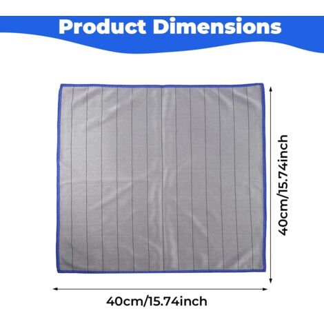 Lot de 4 Chiffon Magique Microfibre Carbone, 40 x 40 cm Chiffons en Microfibre pour vitres de Voiture, Chiffon Microfibres, Lingette Essuie Verre Vitre Lunette Vaisselle Cuisine Menage Voiture