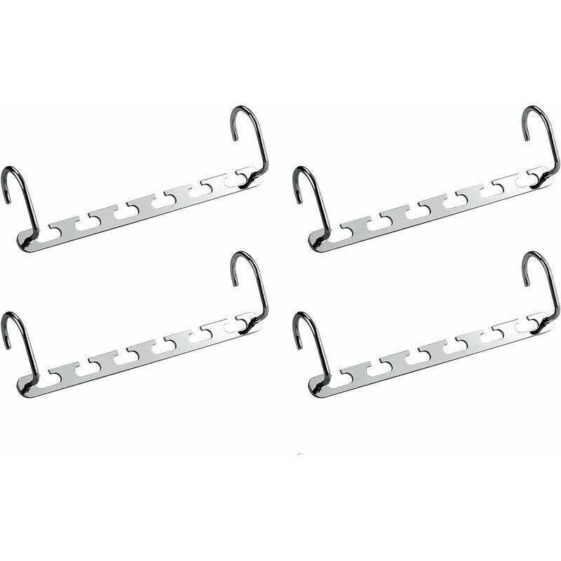 Lot de 4 Cintre Gain de Place Inox, Cintres Multiples Porte Manteaux, Cintre Multifonction pour Rangement Dressing,Vêtement, Organisation de