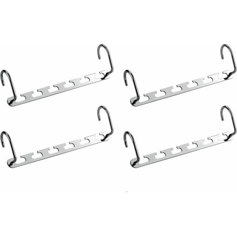 Lot de 4 Cintre Gain de Place Inox, Cintres Multiples Porte Manteaux, Cintre Multifonction pour Rangement Dressing,Vêtement, Organisation de Chemise,Pantalon dans Armoire,Penderie,Placard,Portant Guaz