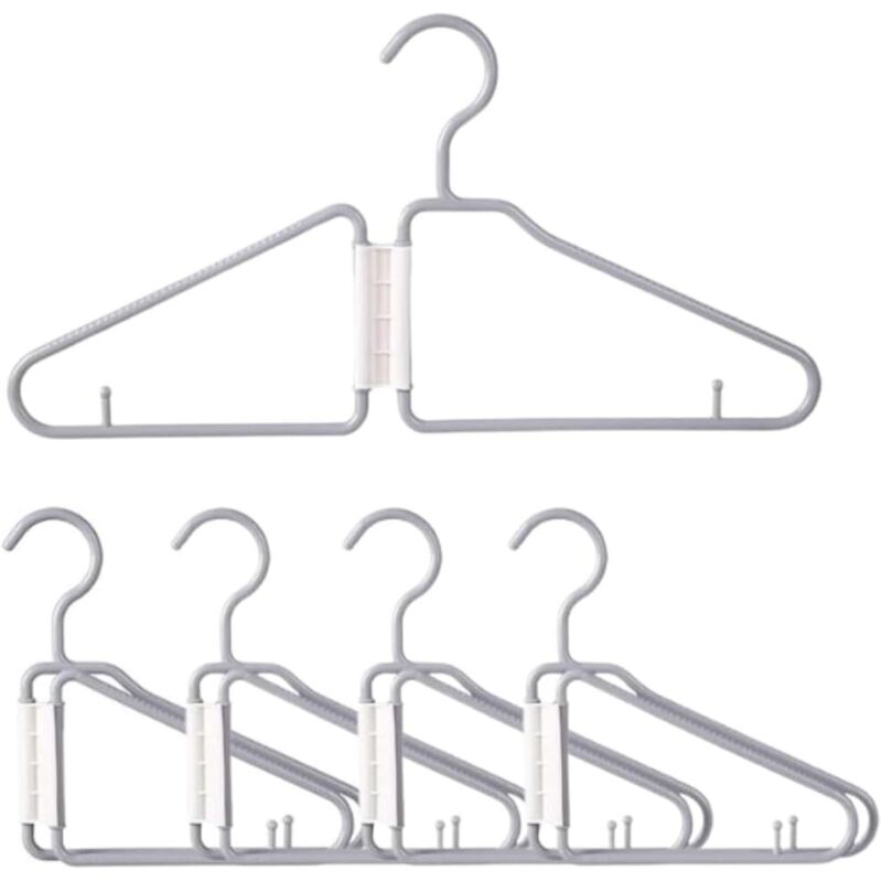 Lot de 4 cintres pliables, antidérapants et très résistants en plastique, gris.