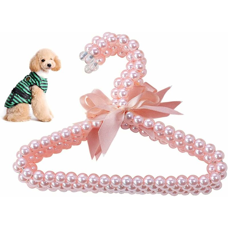 Lot de 4 cintres pour animaux de compagnie perles en plastique anti-dérapant cintre perlé bébé cintre cintre décoratif cintre, rose