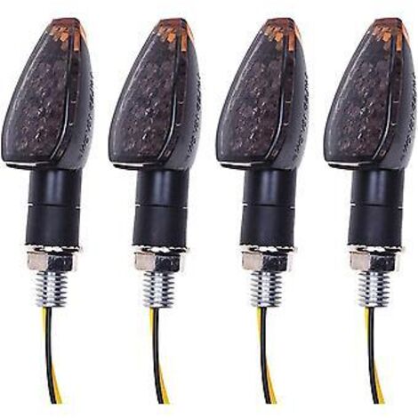 Lot de 4 clignotants moto 14 LED fumés, étanches 12 V, universels pour moto, scooter, quad, cruiser, tout-terrain.