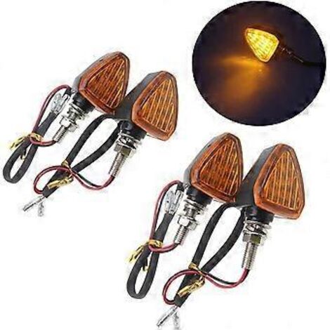 Lot de 4 clignotants universels étanches à 15 LED pour moto, scooter, quad, cruiser et tout-terrain (jaune)