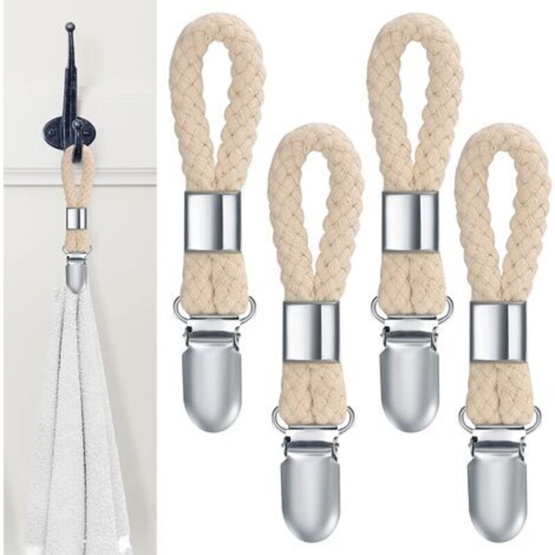 Yzmrbdqc - 4Pièces Pince à Serviette, Accroche Torchon, Crochet Torchon Porte Serviette Salle de Bain, Clips Porte-Torchon Placards Serviettes