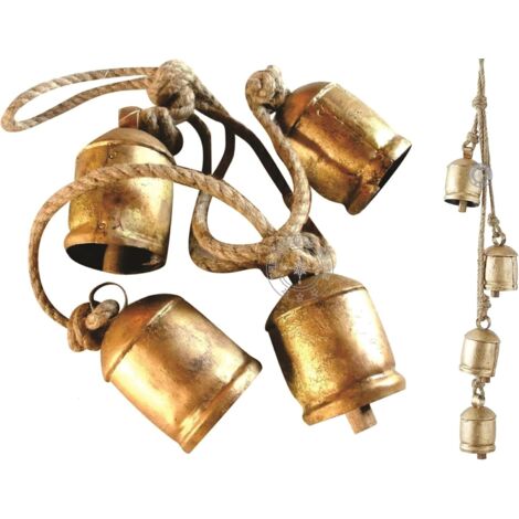 Lot de 4 Cloches géantes en métal à Suspendre Style Rustique Shabby Chic pour Sapin de Noël