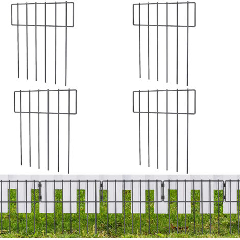 Lot de 4 clôtures pour animaux, 17 in(H) X 27 Ft(L) Clôture de jardin décorative, chien lapins piquets de défense pour jardin, forme en T.