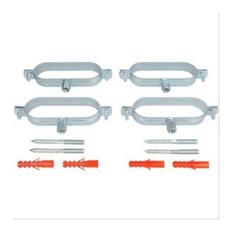 Lot de 4 colliers solaire ovale pour flexible solaire isolé Ø20   vis 8x80 et Chevilles
