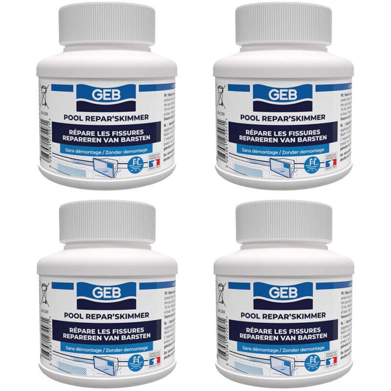 GEB - Lot de 4 Colmateurs de fissure des Skimmers 'repar'skimmer' - Pot 125ml avec pinceau (dlu 15 mois)