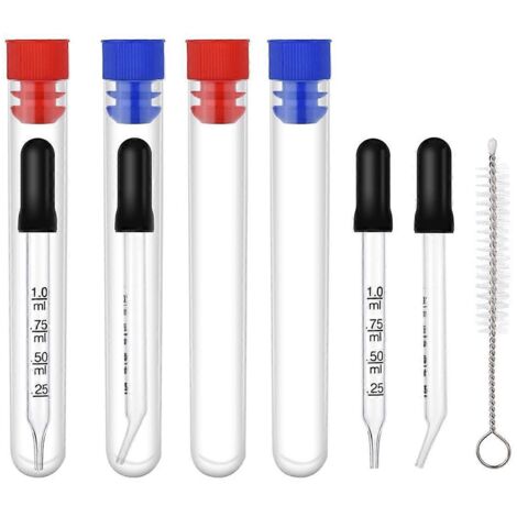 Lot de 4 compte-gouttes de 1 ml, avec embouts coudés et droits gradués, pour les soins essentiels --